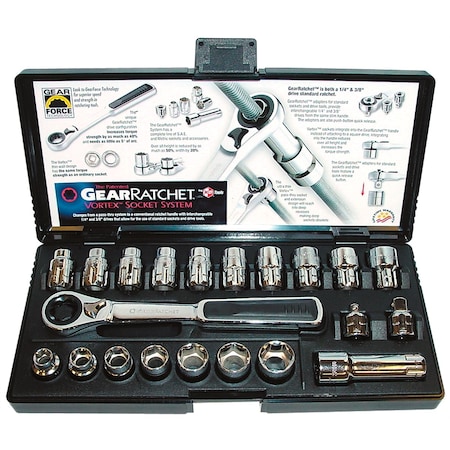 GEARWRENCH 21-Piece GearRatchet Combination SAE and Metric Socket Set EHT8921